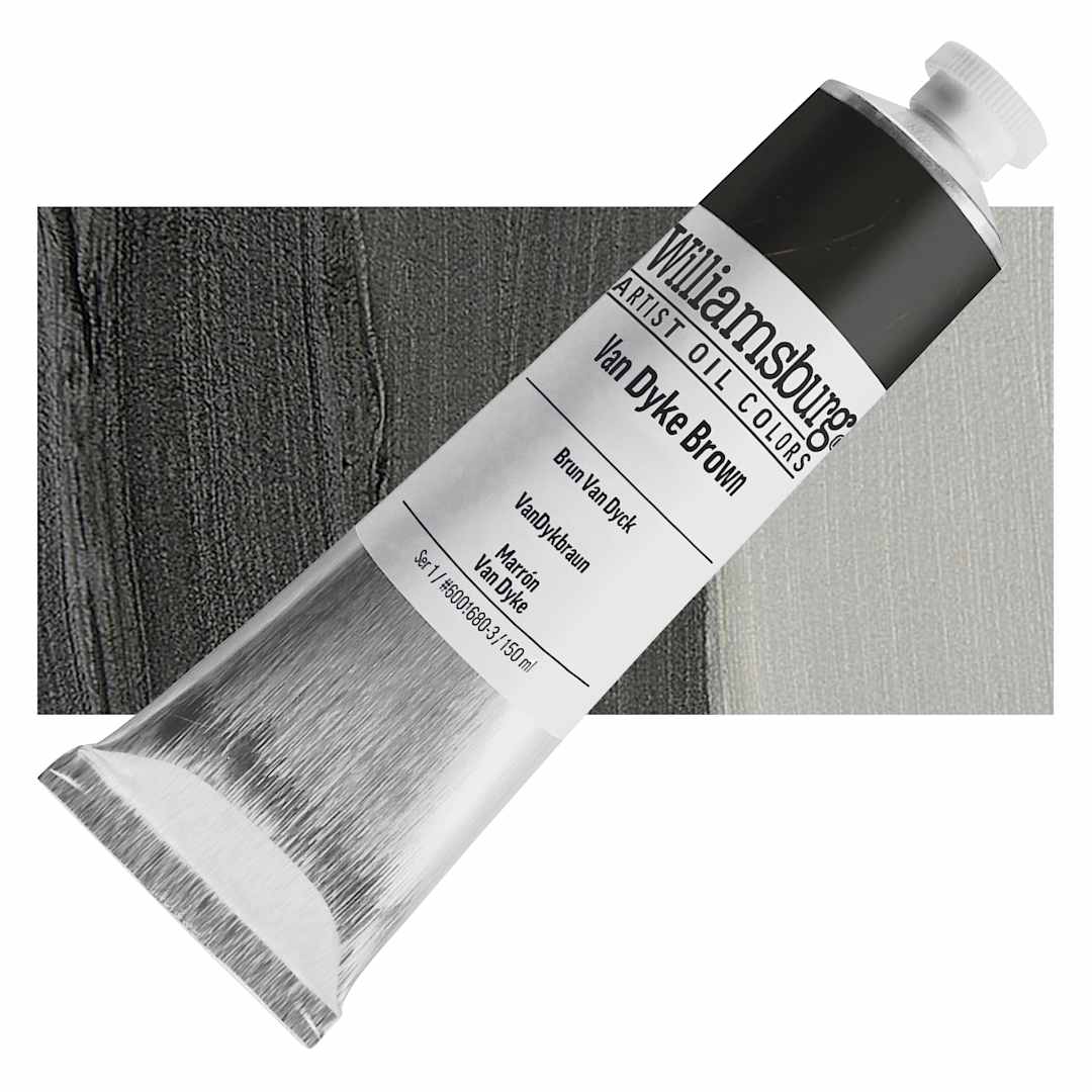 Open in modal - Williamsburg Handmade Oil Paint - Van Dyke Brown, 150 ml tube and swatch