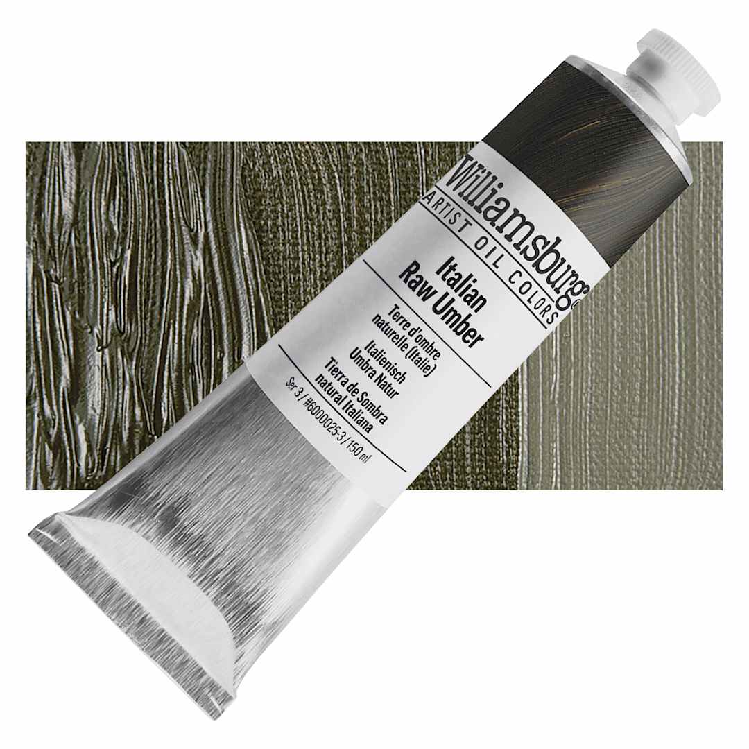 Open in modal - Williamsburg Handmade Oil Paint - Italian Raw Umber, 150 ml tube and swatch