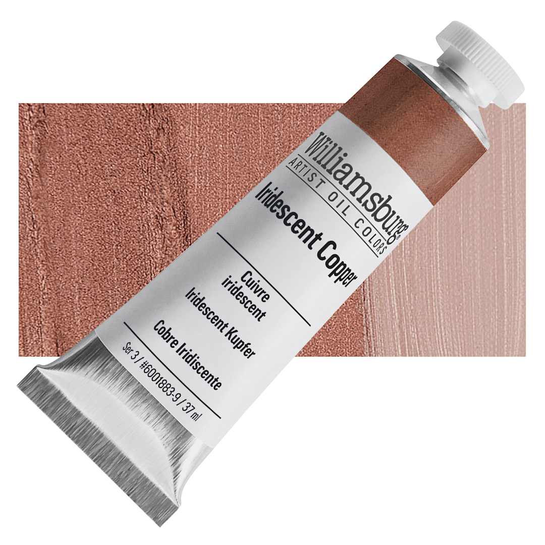 Open in modal - Williamsburg Handmade Oil Paint - Iridescent Copper, 37 ml tube and swatch