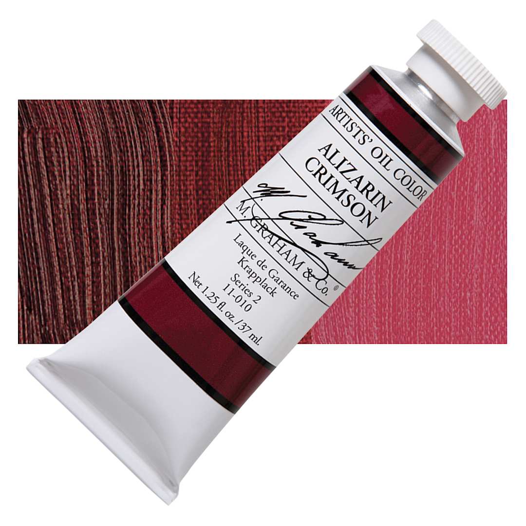 Open in modal - M. Graham Artists' Oil Color - Alizarin Crimson, 37 ml tube and swatch