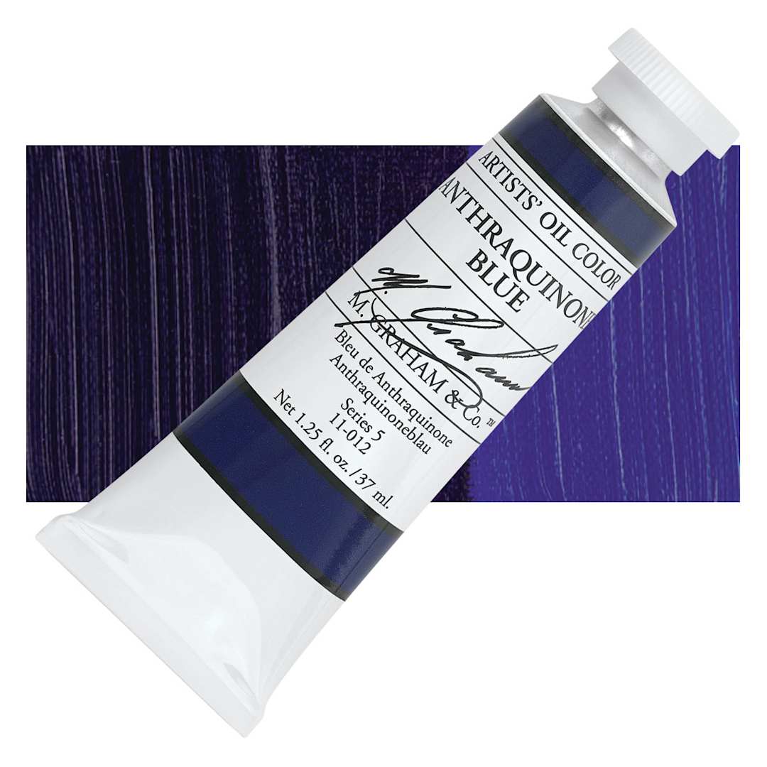 Open in modal - M. Graham Artists' Oil Color - Anthraquinone Blue, 37 ml tube and swatch