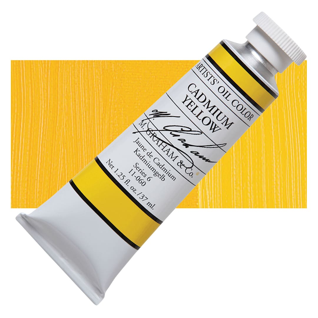 Open in modal - M. Graham Artists' Oil Color - Cadmium Yellow, 37 ml tube and swatch