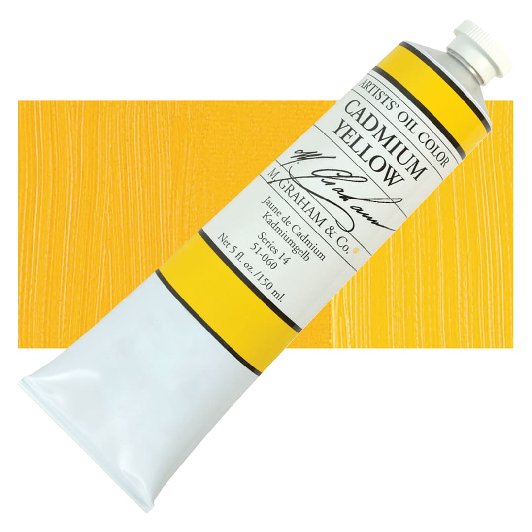 Open in modal - M. Graham Artists' Oil Color - Cadmium Yellow, 150 oz tube and swatch