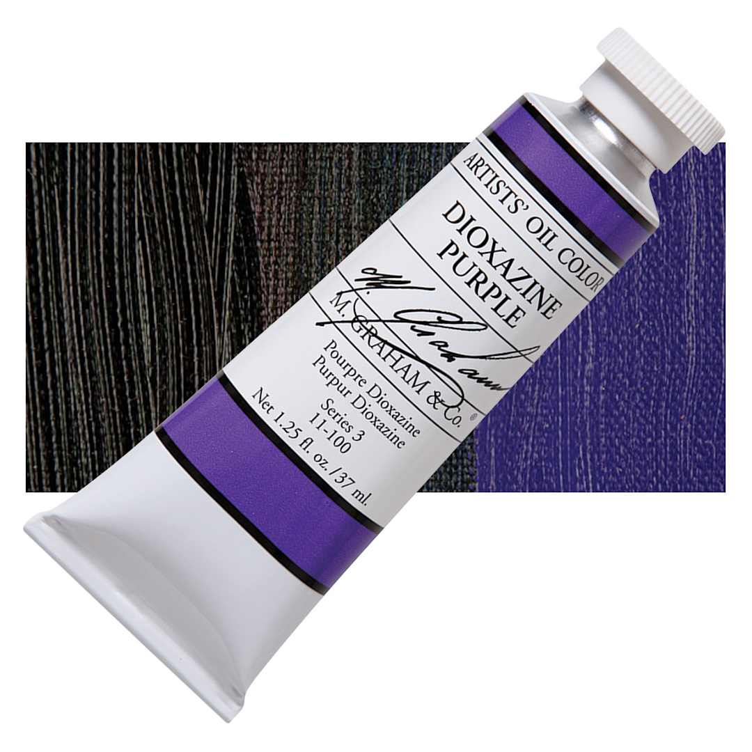 Open in modal - M. Graham Artists' Oil Color - Dioxazine Purple, 37 ml tube and swatch