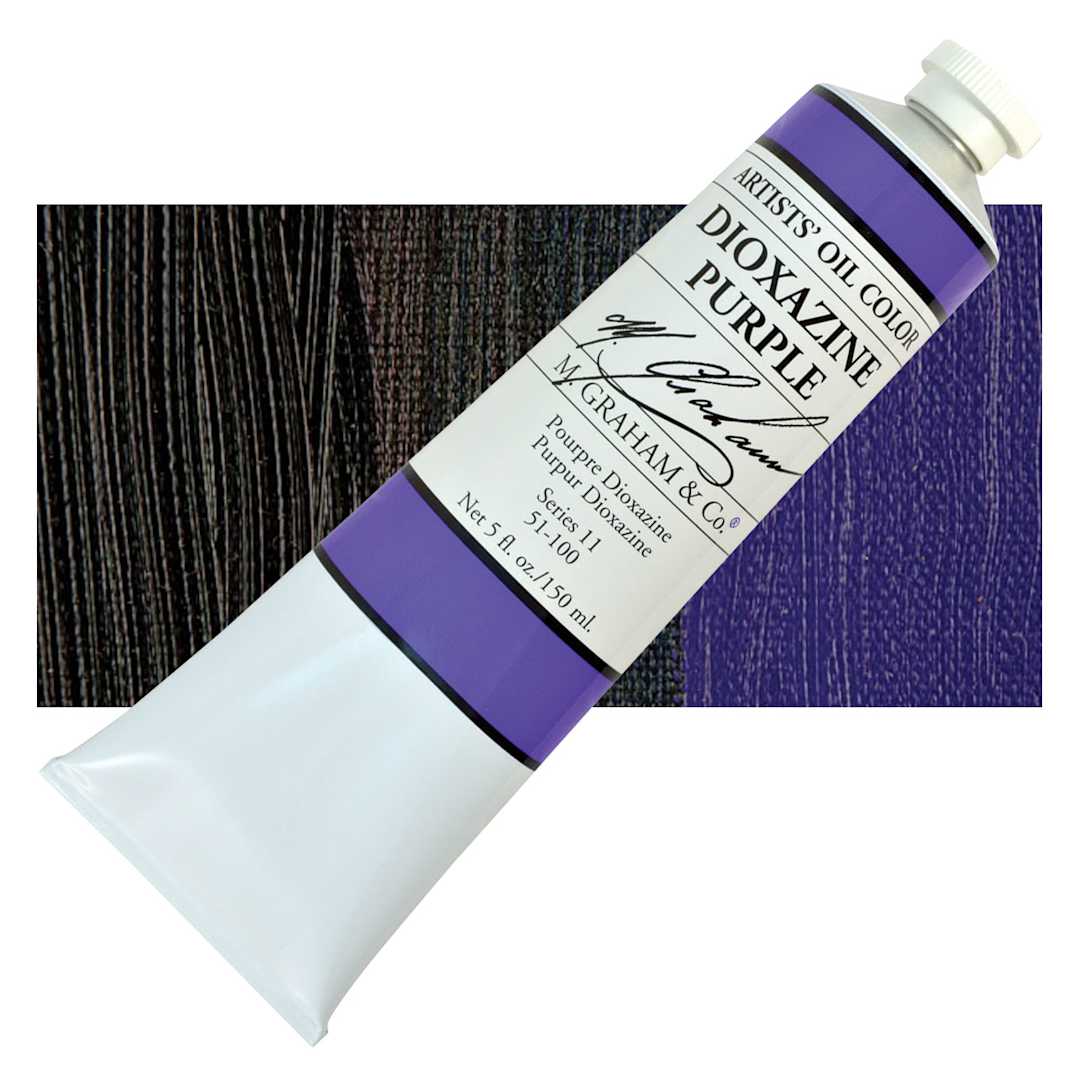 Open in modal - M. Graham Artists' Oil Color - Dioxazine Purple, 150 ml tube and swatch