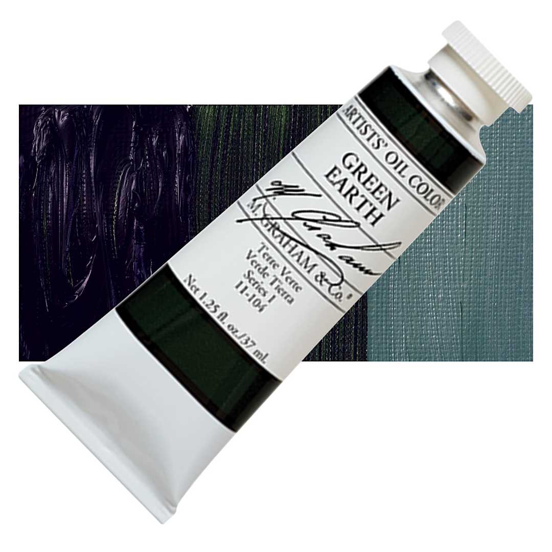 Open in modal - M. Graham Artists' Oil Color - Green Earth, 37 ml tube and swatch