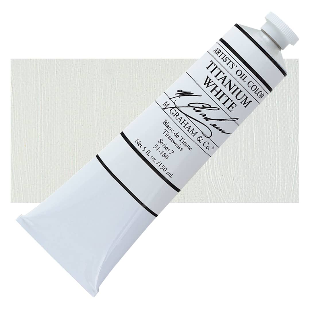 Open in modal - M. Graham Artists' Oil Color - Titanium White, 150 ml tube and swatch