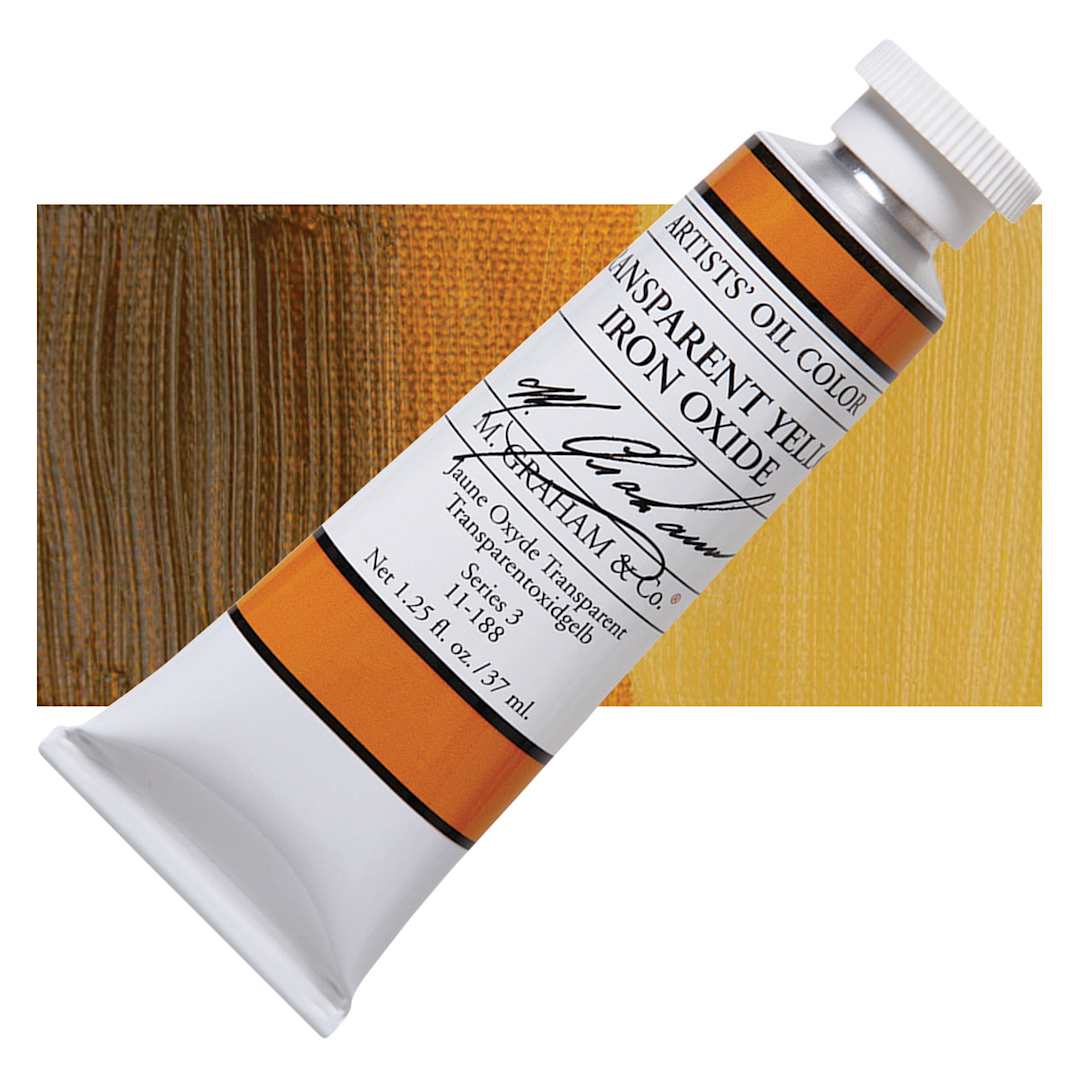 Open in modal - M. Graham Artists' Oil Color - Transparent Yellow Oxide, 37 ml tube and swatch