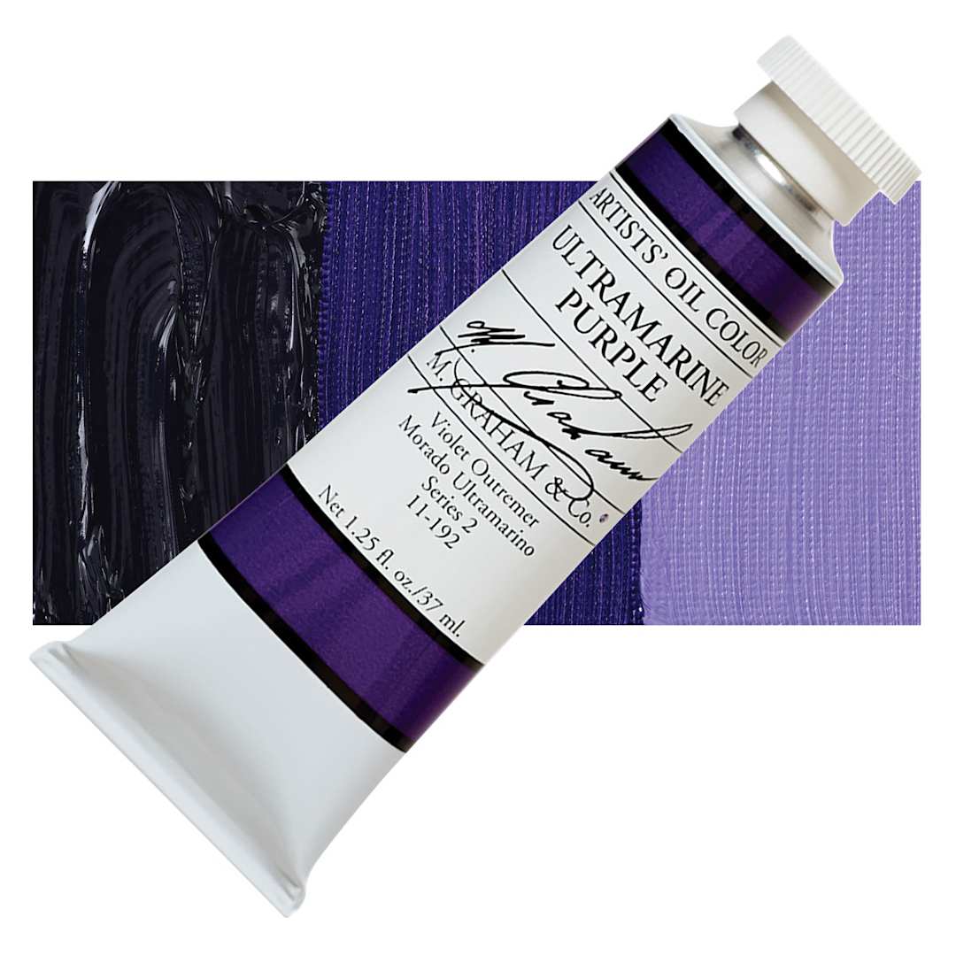 Open in modal - M. Graham Artists' Oil Color - Ultramarine Purple, 37 ml tube and swatch