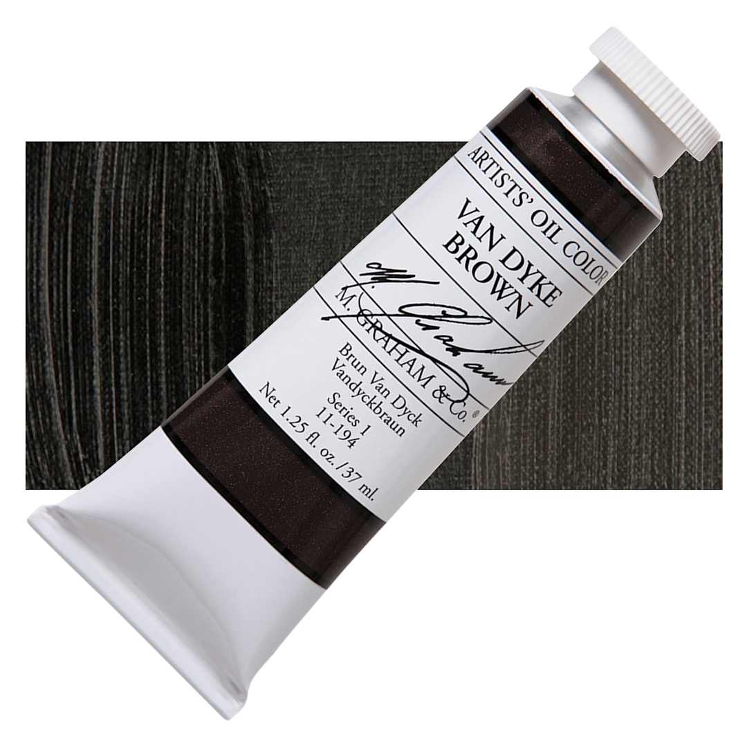 Open in modal - M. Graham Artists' Oil Color - Van Dyke Brown, 37 ml tube and swatch
