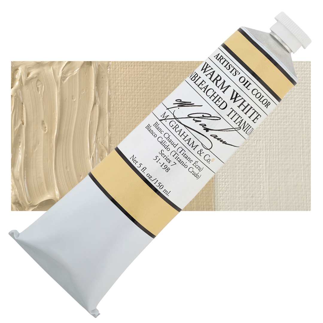 Open in modal - M. Graham Artists' Oil Color - Warm White (Unbleached Titanium), 150 ml Tube and swatch