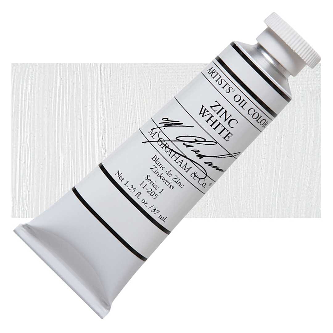 Open in modal - M. Graham Artists' Oil Color - Zinc White, 37 ml tube and swatch