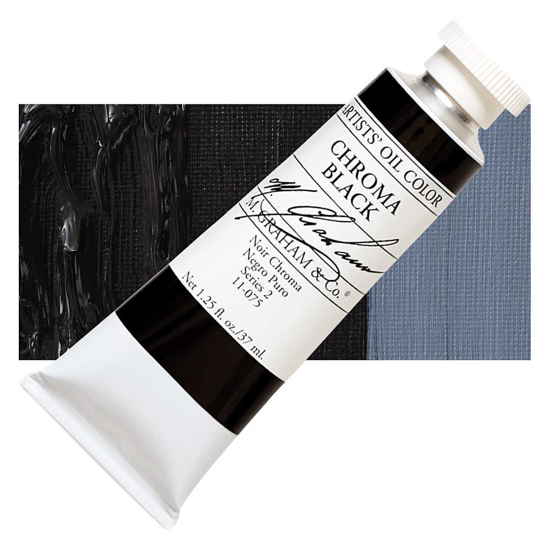 Open in modal - M. Graham Artists' Oil Color - Chroma Black, 37 ml tube and swatch