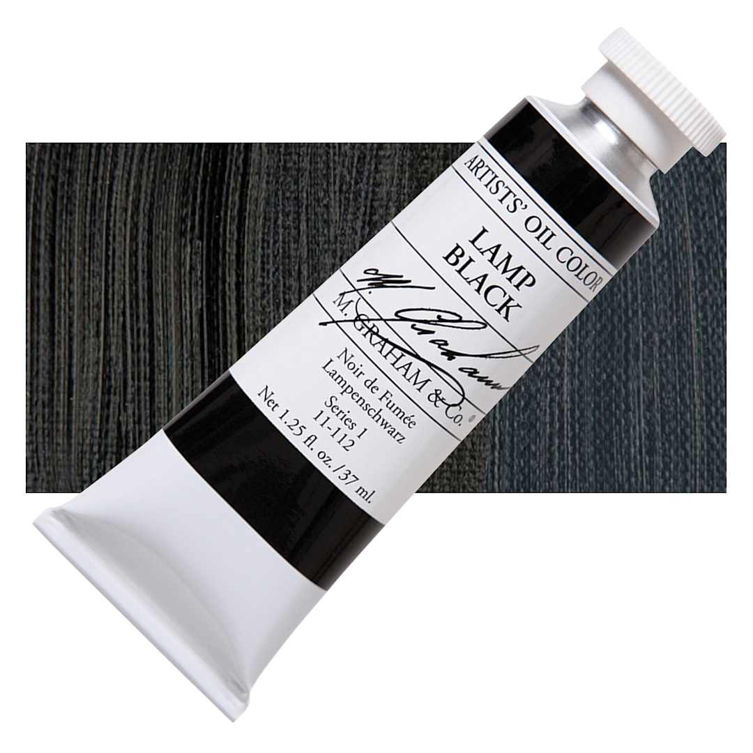 Open in modal - M. Graham Artists' Oil Color - Lamp Black, 37 ml tube and swatch