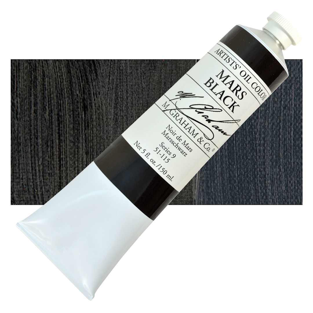 Open in modal - M. Graham Artists' Oil Color - Mars Black, 150 ml tube and swatch