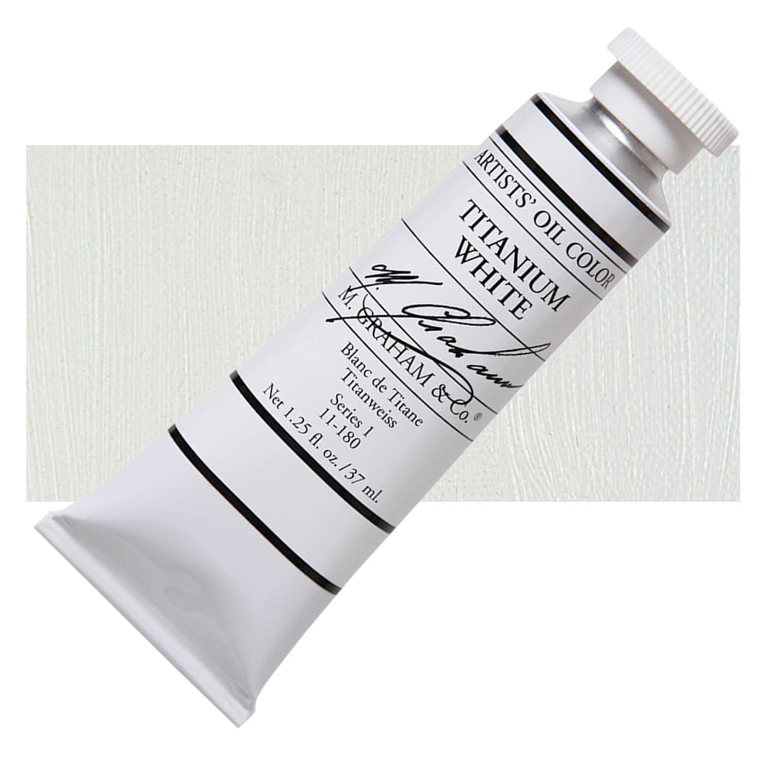 Open in modal - M. Graham Artists' Oil Color - Titanium White, 37 ml tube and swatch