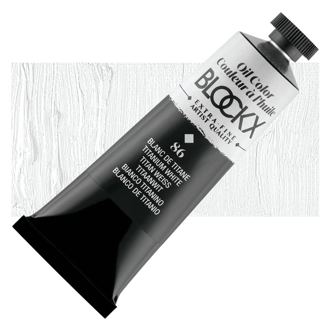 Open in modal - Blockx Artist Oil Color - Titanium White, 200 ml tube and swatch