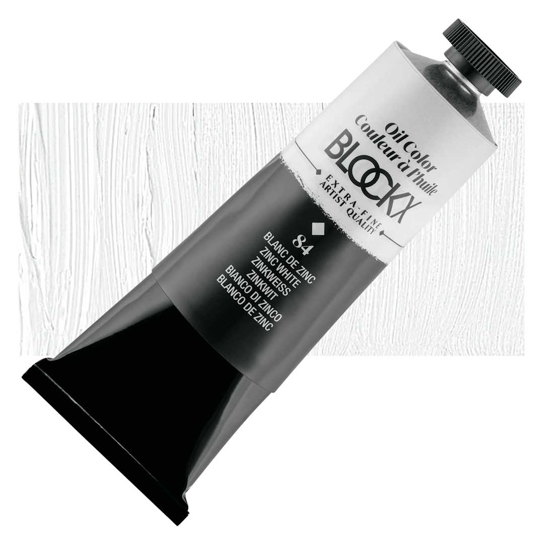 Open in modal - Blockx Artist Oil Color - Zinc White, 200 ml tube and swatch