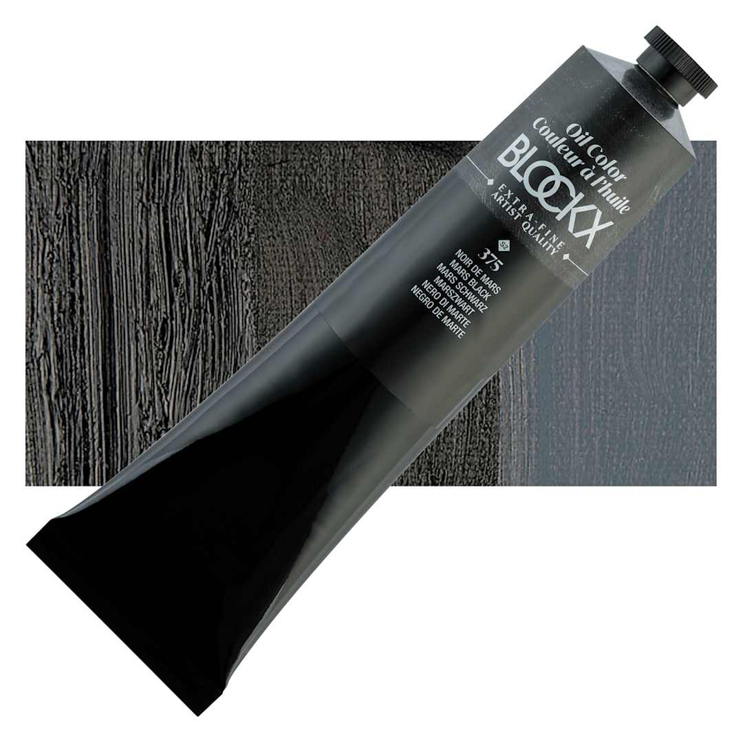 Open in modal - Blockx Artist Oil Color - Mars Black, 200 ml tube and swatch