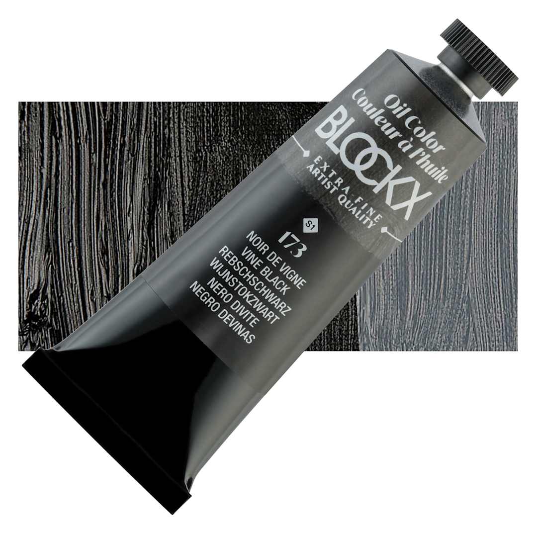 Open in modal - Blockx Artist Oil Color - Vine Black, 35 ml tube and swatch
