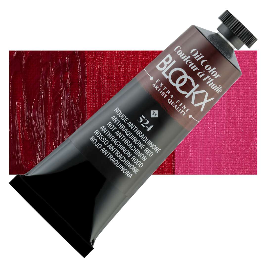 Open in modal - Blockx Artist Oil Color - Anthraquinone Red, 35 ml - Tube and Swatch