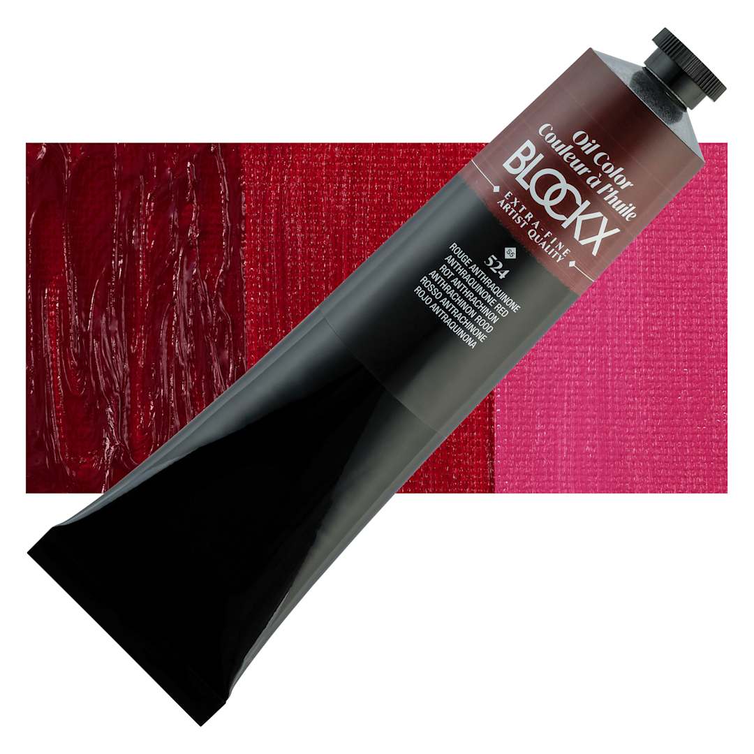 Open in modal - Blockx Artist Oil Color - Anthraquinone Red, 200 ml - Tube and Swatch