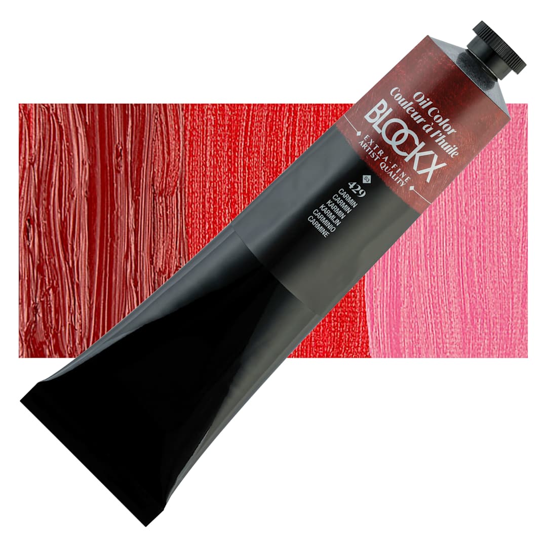 Open in modal - Blockx Artist Oil Color - Carmine, 200 ml Tube and swatch