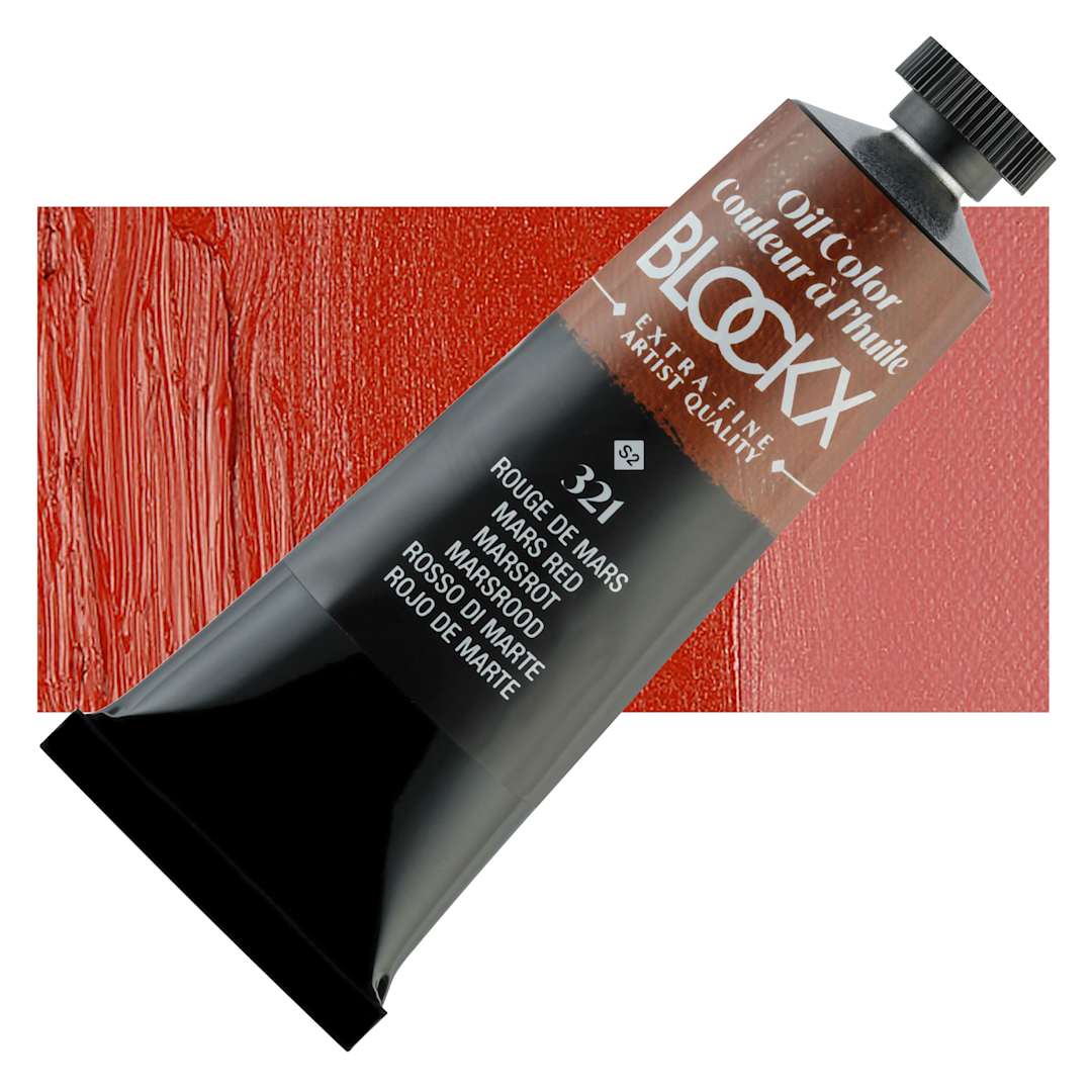 Open in modal - Blockx Artist Oil Color - Mars Red, 35 ml tube and swatch