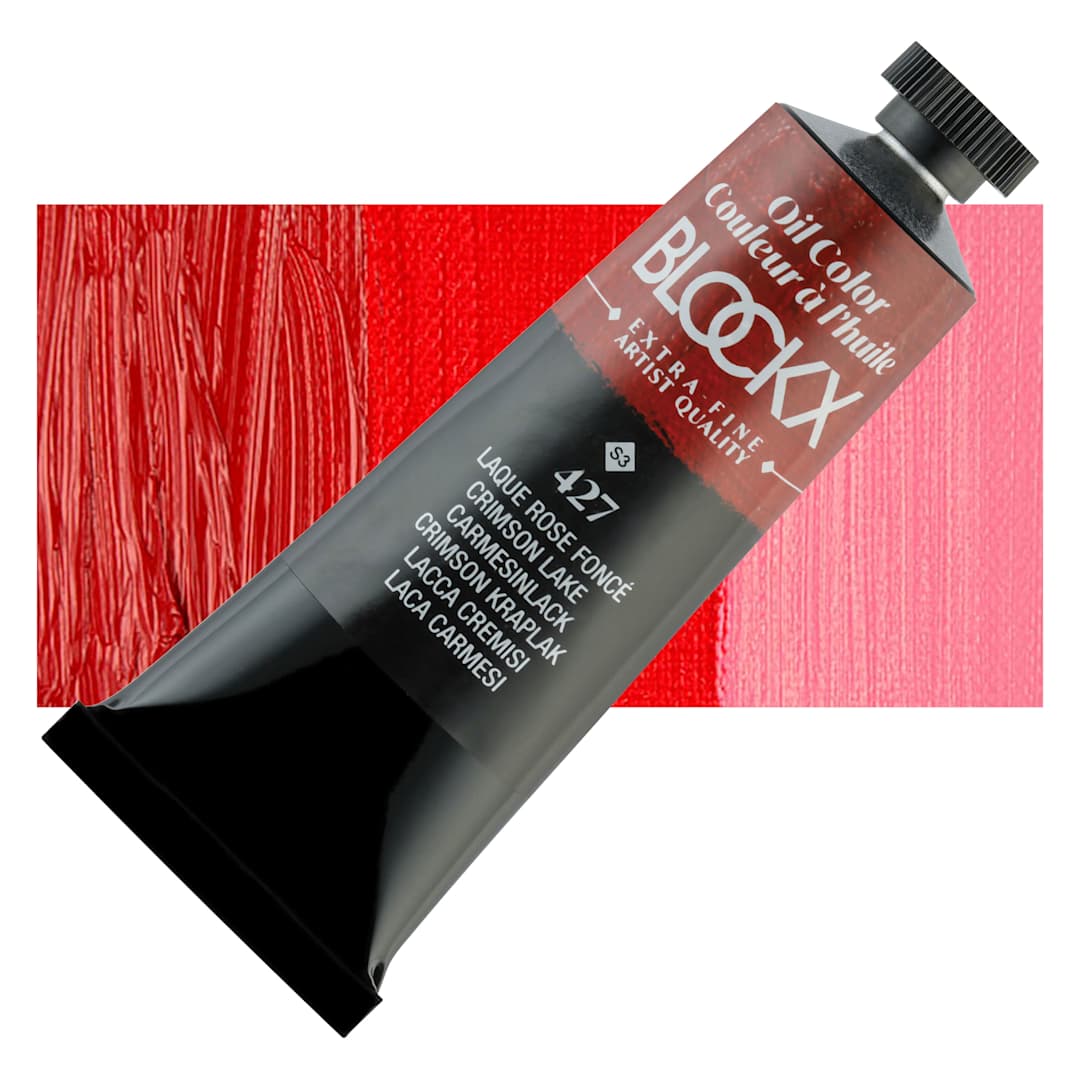 Open in modal - Blockx Artist Oil Color - Crimson Lake, 35 ml Tube and swatch