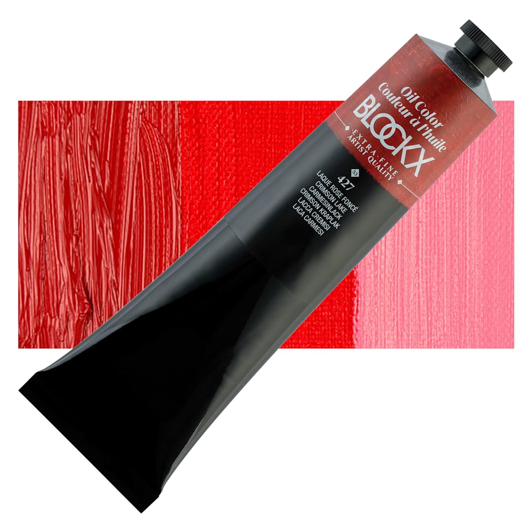Open in modal - Blockx Artist Oil Color - Crimson Lake, 200 ml Tube and swatch
