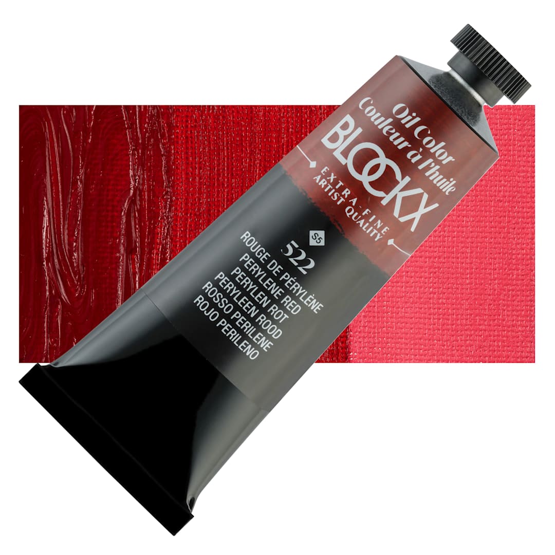 Open in modal - Blockx Artist Oil Color - Perylene Red, 35 ml - Tube and Swatch