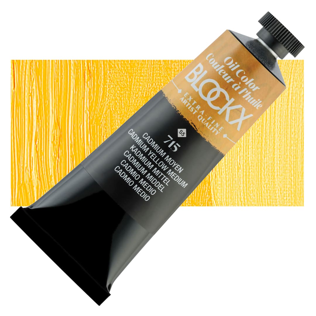 Open in modal - Blockx Artist Oil Color - Cadmium Yellow Medium, 35 ml Tube and swatch