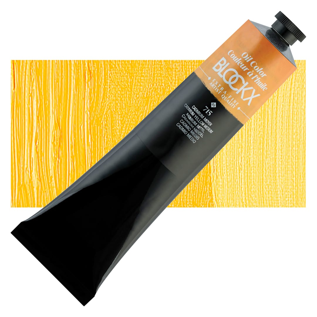 Open in modal - Blockx Artist Oil Color - Cadmium Yellow Medium, 200 ml Tube and swatch