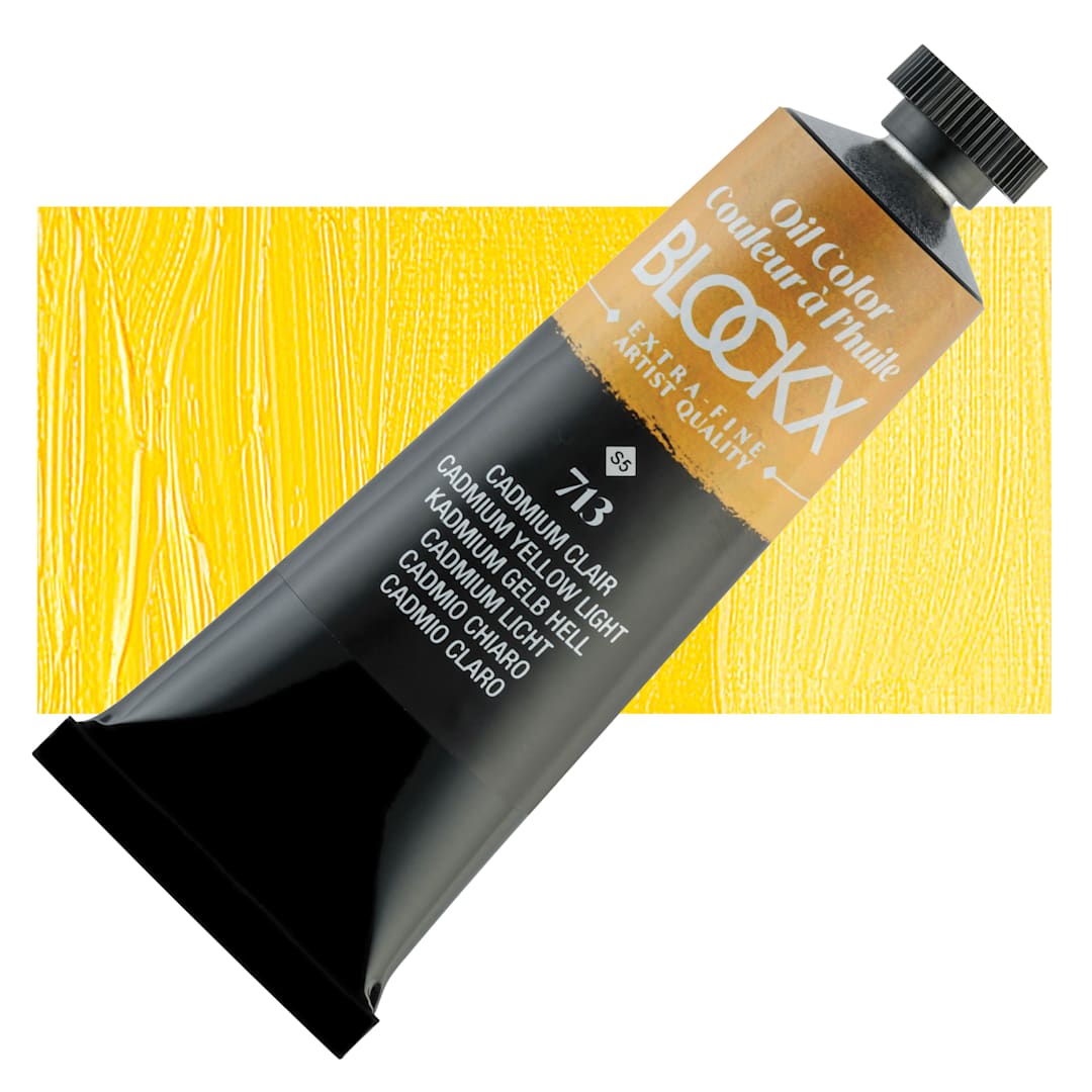 Open in modal - Blockx Artist Oil Color - Cadmium Yellow Light, 35 ml Tube and swatch