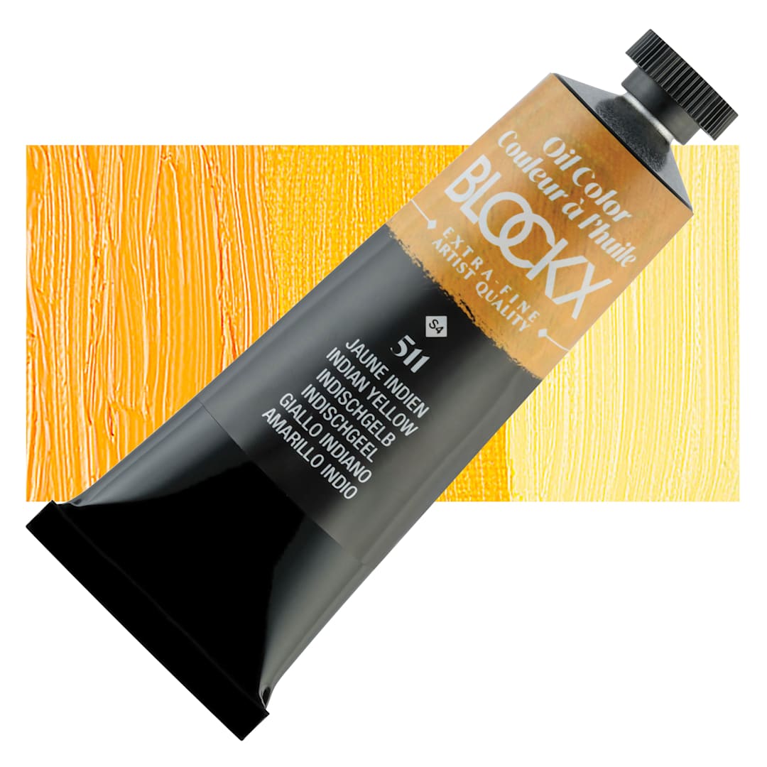 Open in modal - Blockx Artist Oil Color - Indian Yellow, 35 ml tube and swatch