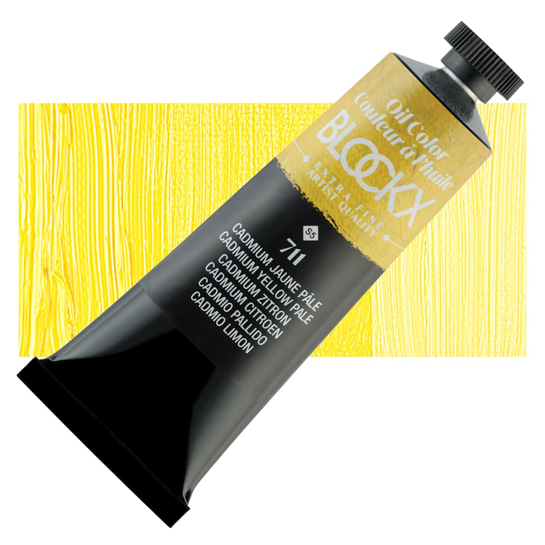 Open in modal - Blockx Artist Oil Color - Cadmium Yellow Pale, 35 ml Tube and swatch