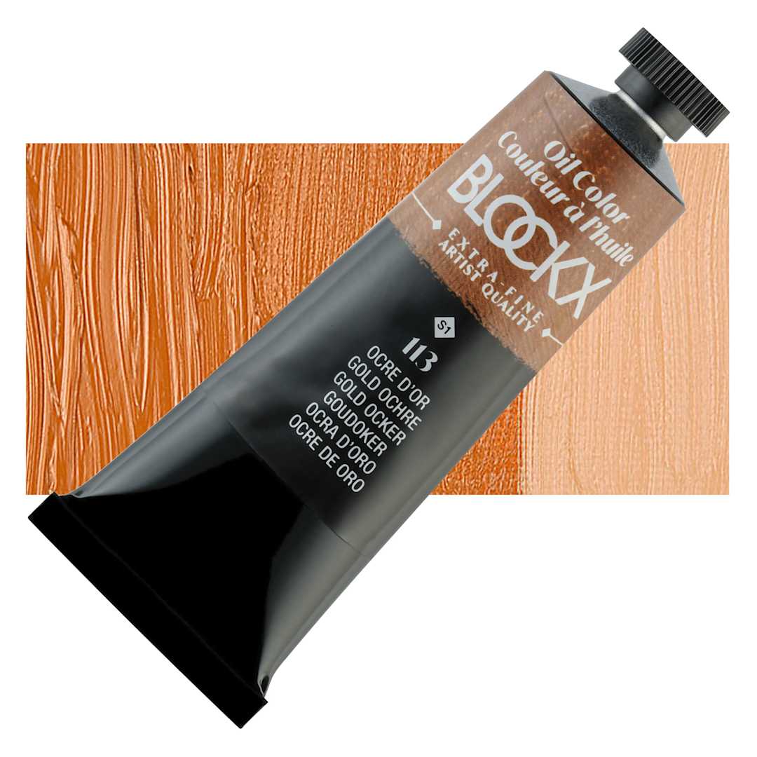 Open in modal - Blockx Artist Oil Color - Gold Ochre, 35 ml Tube and swatch