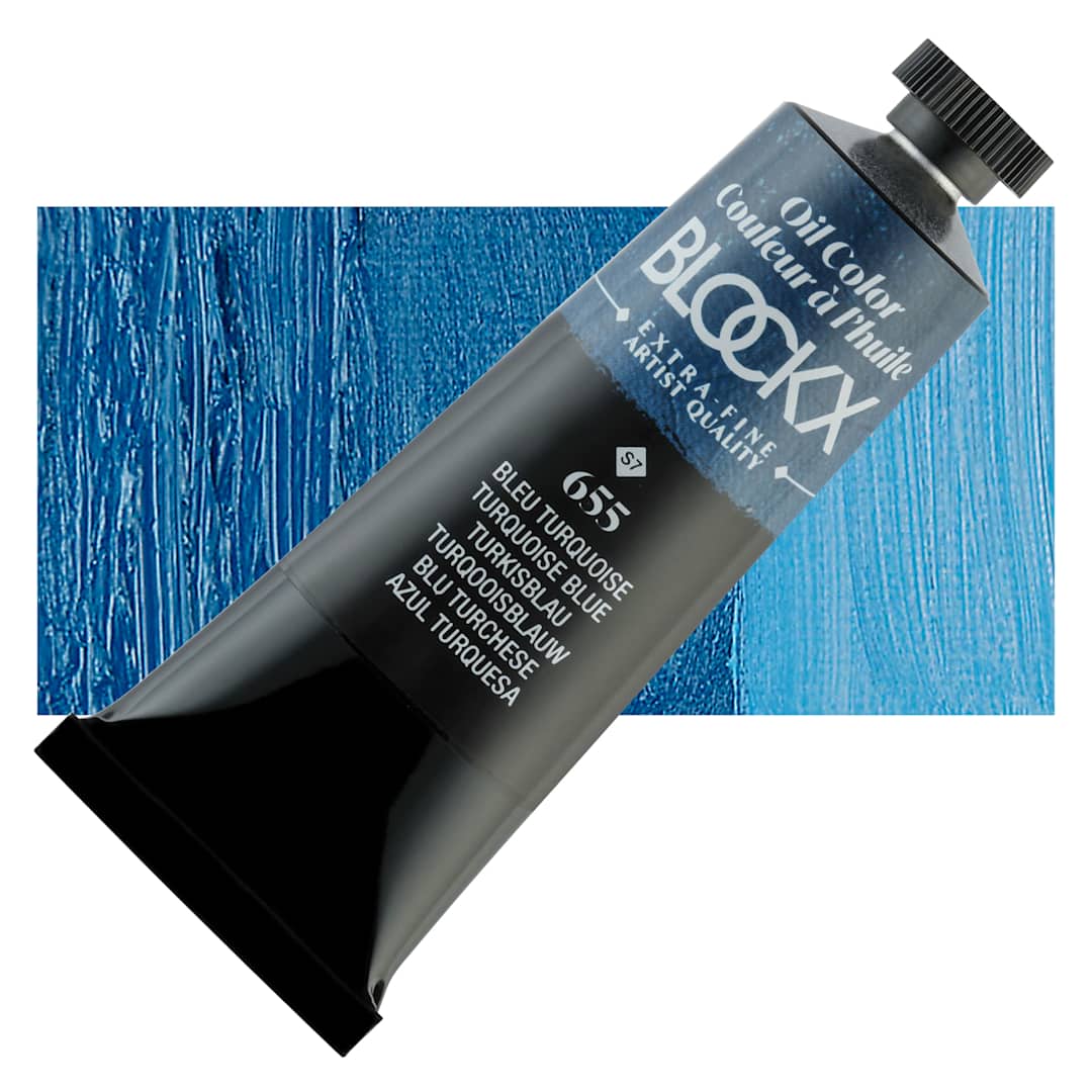 Open in modal - Blockx Artist Oil Color - Cobalt Turquoise, 35 ml Tube and swatch