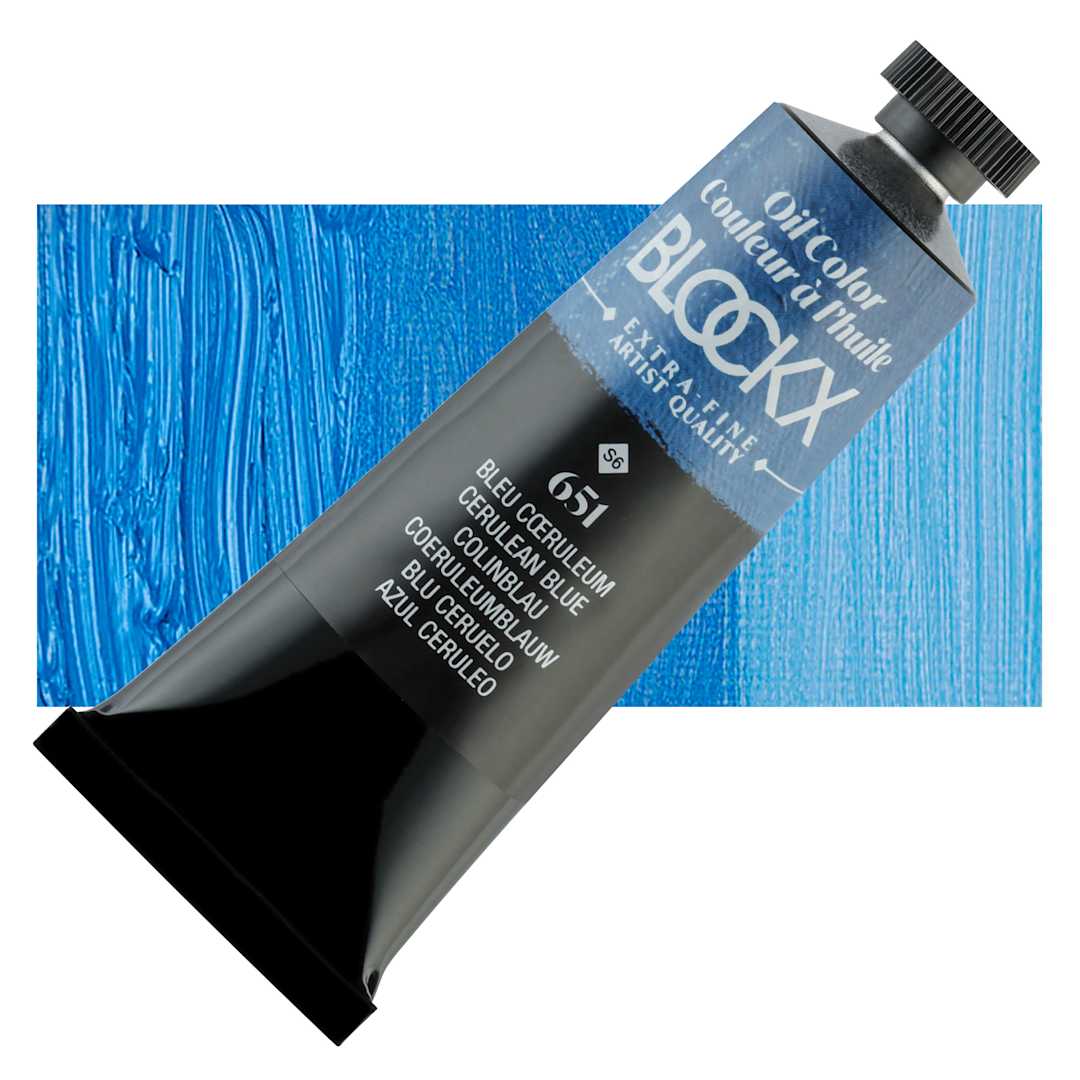 Open in modal - Blockx Artist Oil Color - Cerulean Blue, 35 ml Tube and swatch