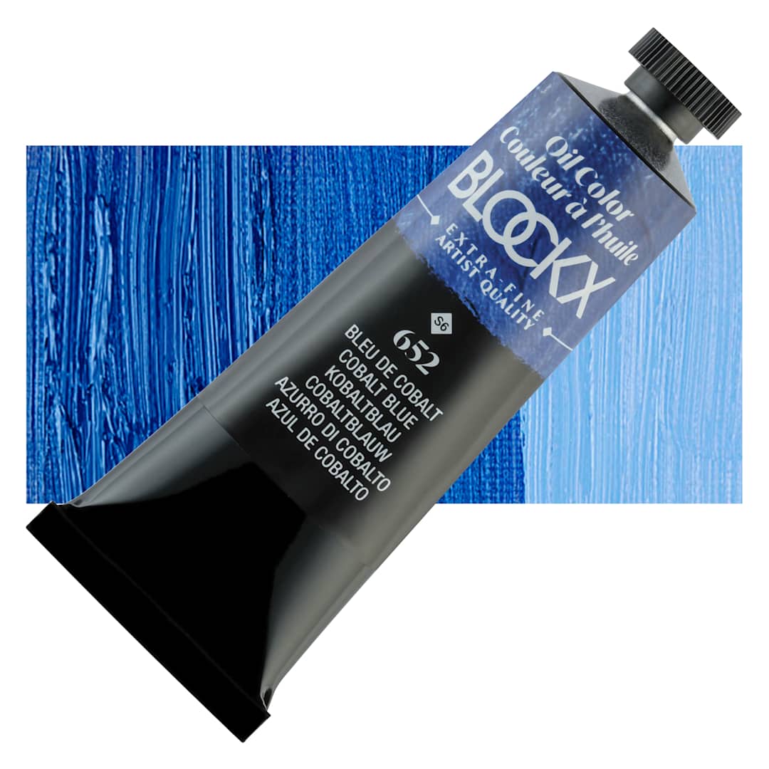 Open in modal - Blockx Artist Oil Color - Cobalt Blue, 35 ml Tube and swatch