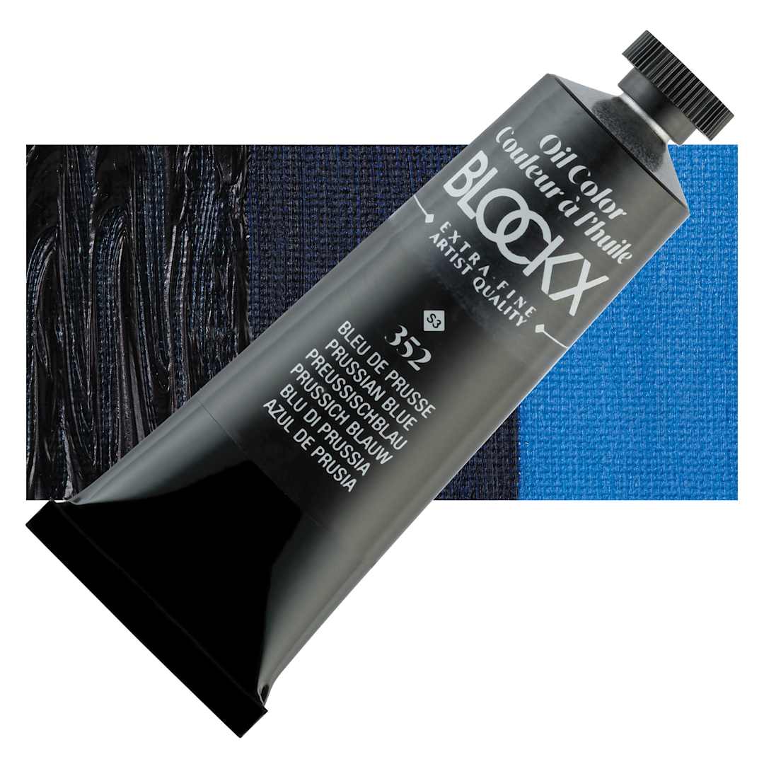 Open in modal - Blockx Artist Oil Color - Prussian Blue, 35 ml tube - Tube and Swatch