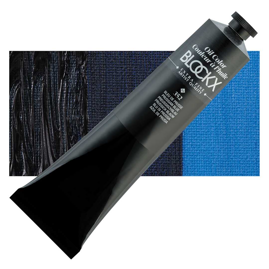 Open in modal - Blockx Artist Oil Color - Prussian Blue, 200 ml - Tube and Swatch