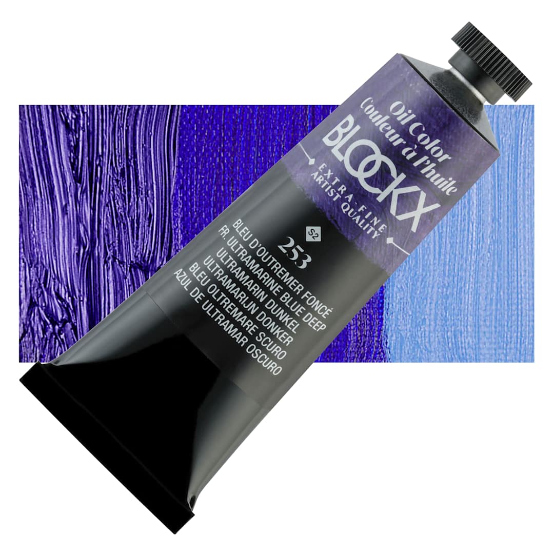 Open in modal - Blockx Artist Oil Color - French Ultramarine Blue Deep, 35 ml Tube and swatch
