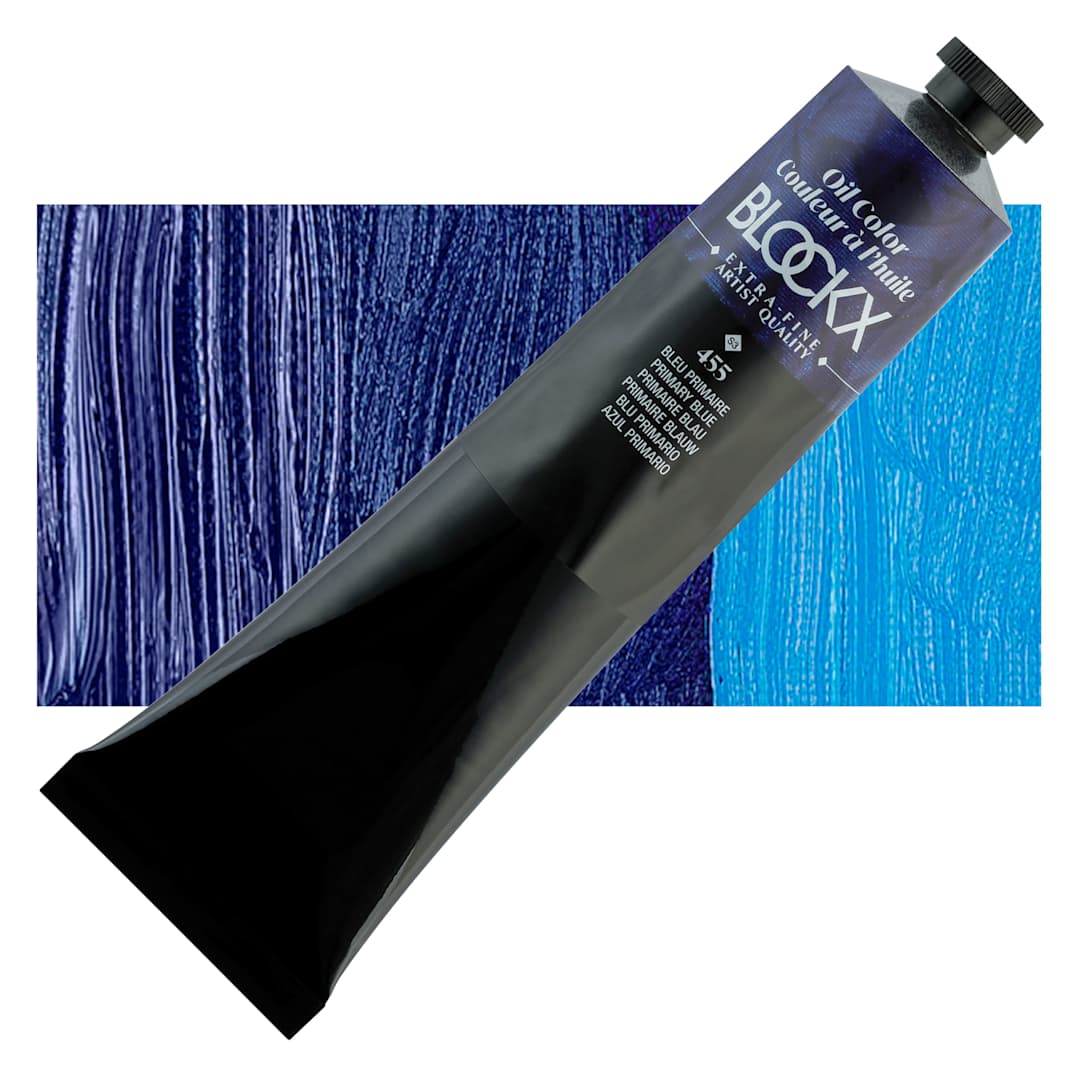 Open in modal - Blockx Artist Oil Color - Primary Blue, 200 ml tube and swatch