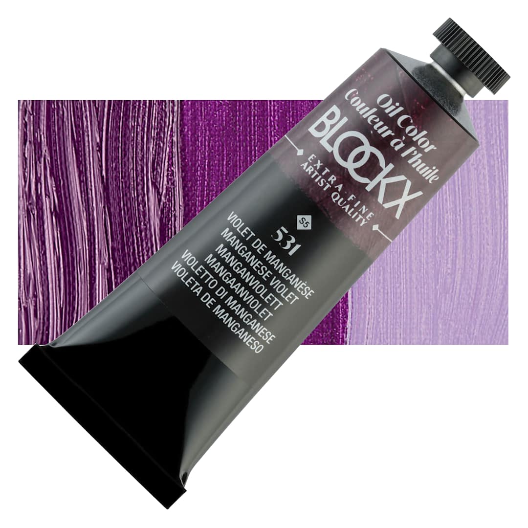 Open in modal - Blockx Artist Oil Color - Manganese Violet, 35 ml tube and swatch