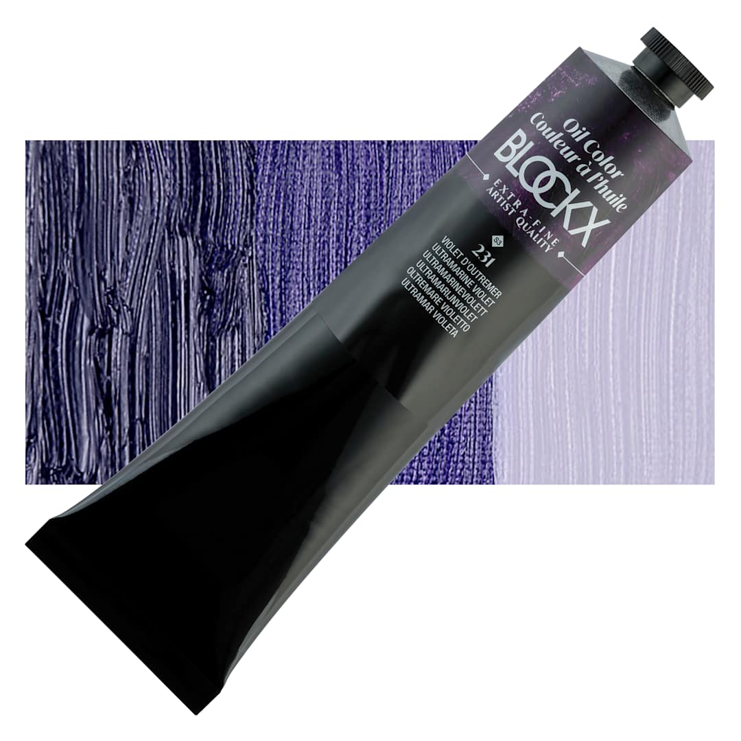 Open in modal - Blockx Artist Oil Color - Ultramarine Violet, 200 ml tube and swatch