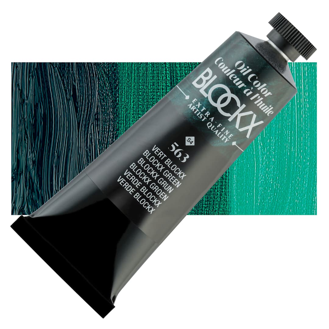 Open in modal - Blockx Artist Oil Color - Blockx Green, 35 ml Tube and swatch
