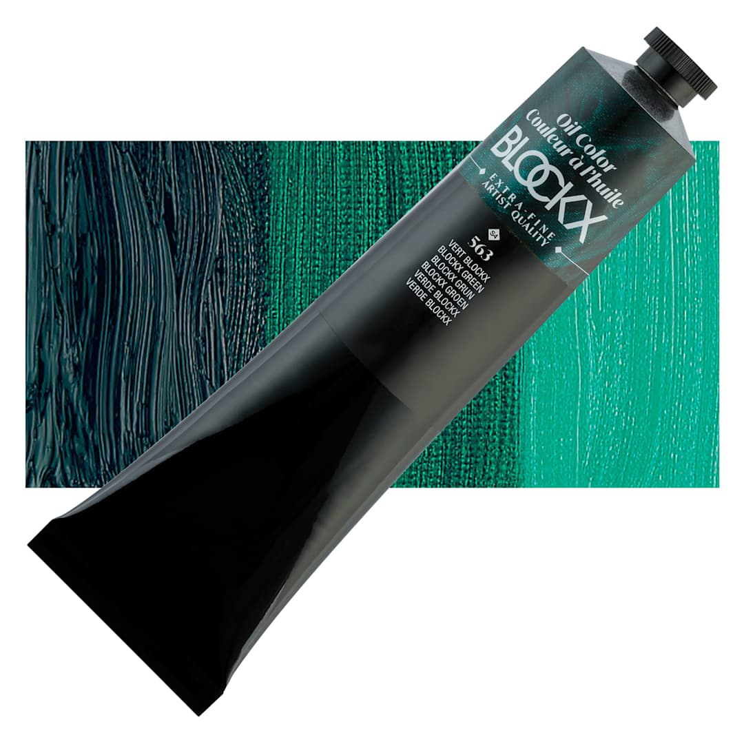 Open in modal - Blockx Artist Oil Color - Blockx Green, 200 ml Tube and swatch