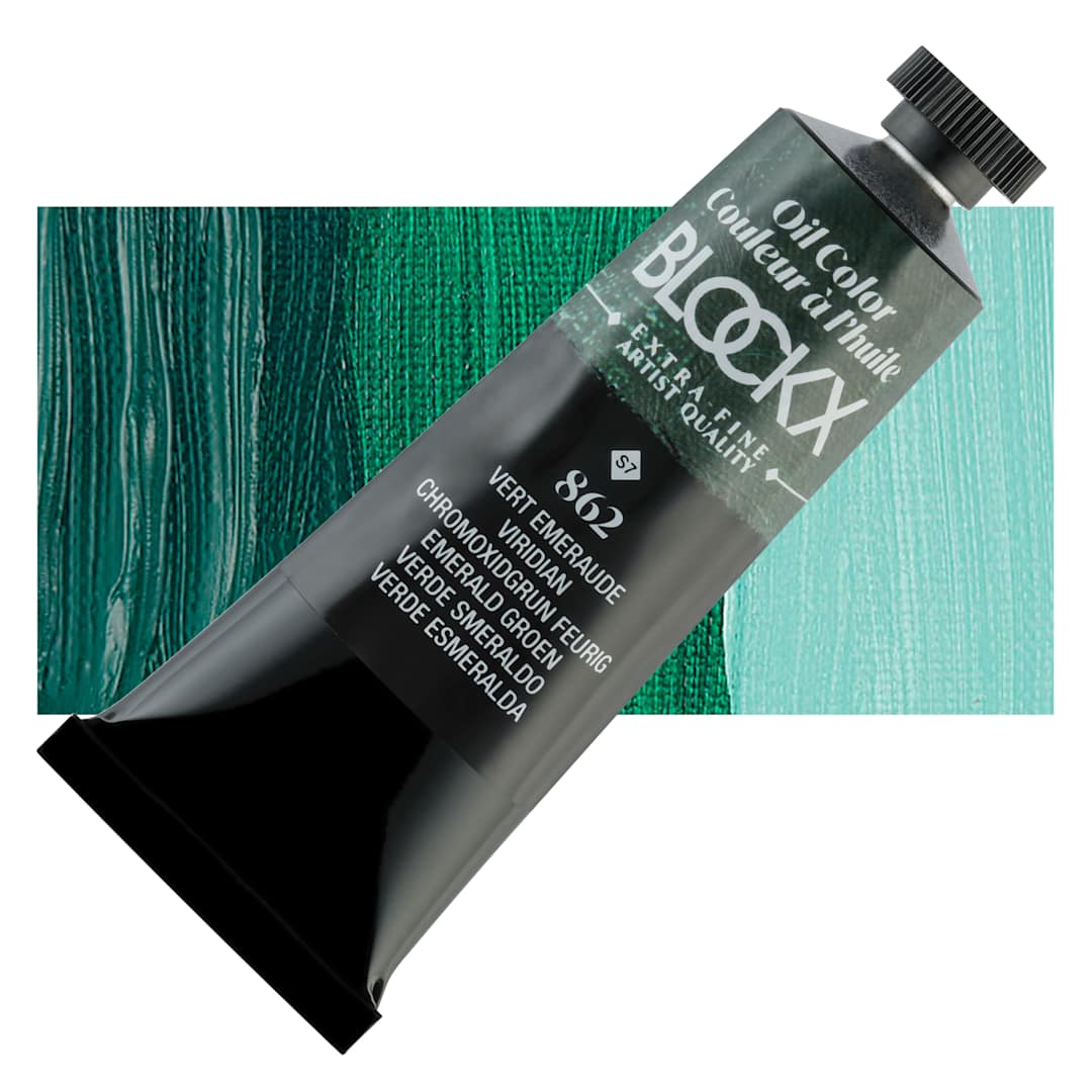 Open in modal - Blockx Artist Oil Color - Viridian, 35 ml tube and swatch