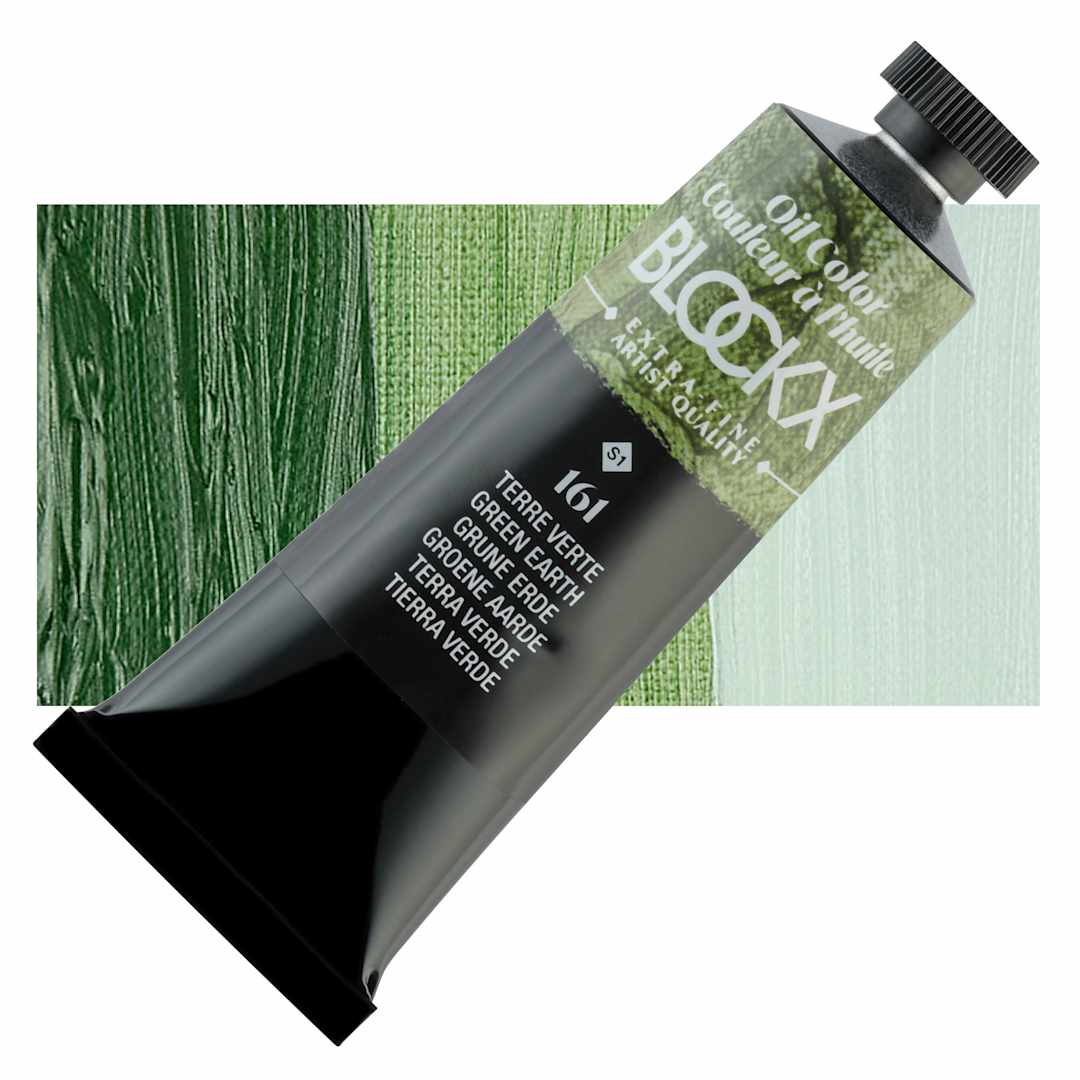 Open in modal - Blockx Artist Oil Color - Green Earth, 35 ml tube and swatch
